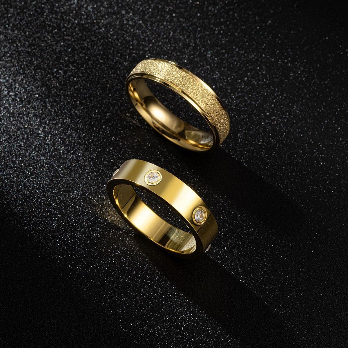 2Pcs Love Friendship Ring for Women - 18K Gold Plated Stainless Steel Promise Ring with 5A+ Cubic Zirconia Stones Jewelry Wedding Birthday Couples Valentine'S Day Gift