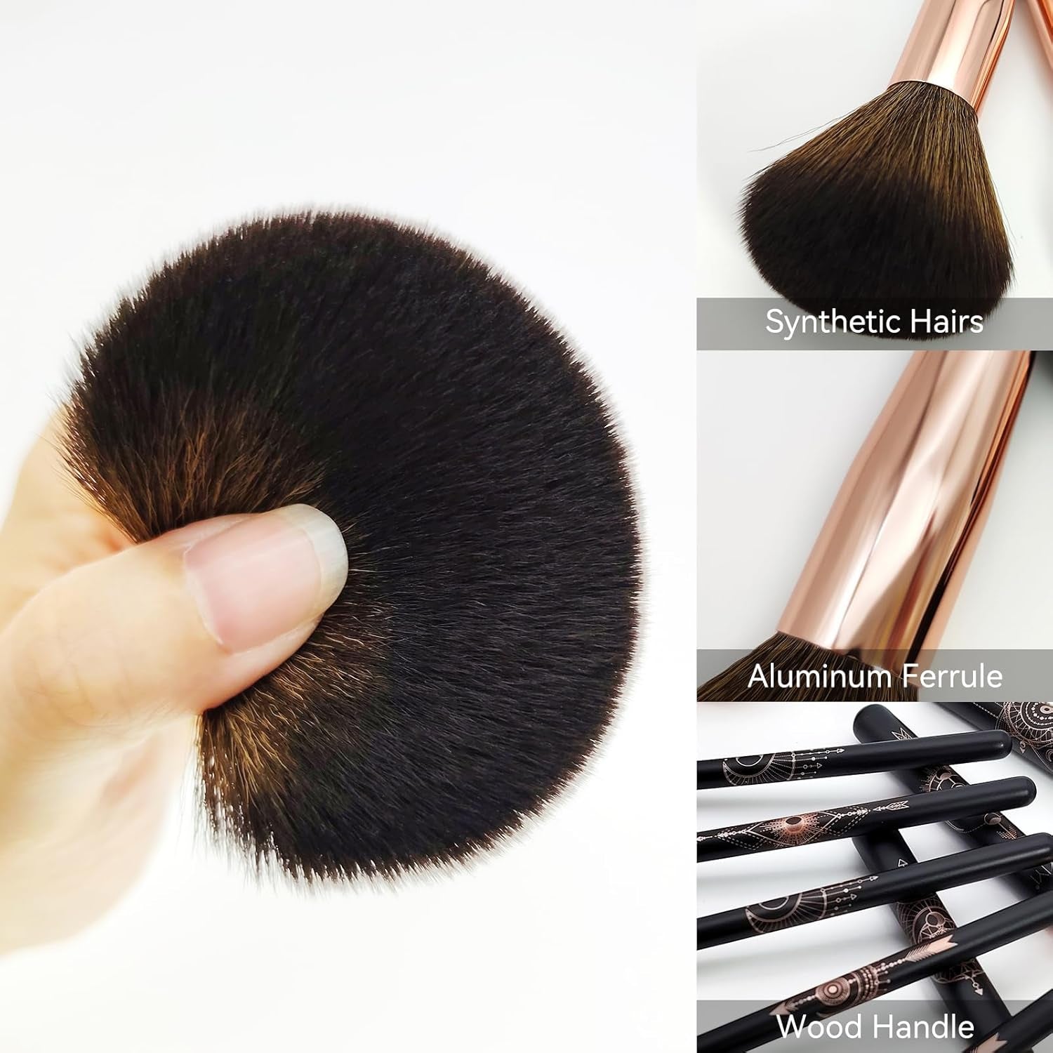 Makeup Brush Set 11Pcs with Eyelash Curler & Eyebrow Tweezers, Makeup Brushes with Eyeshadow, Foundation,Powder Puff, Highlighter, Concealer, Blusher, Powder Brush, Make up Kits for Adults