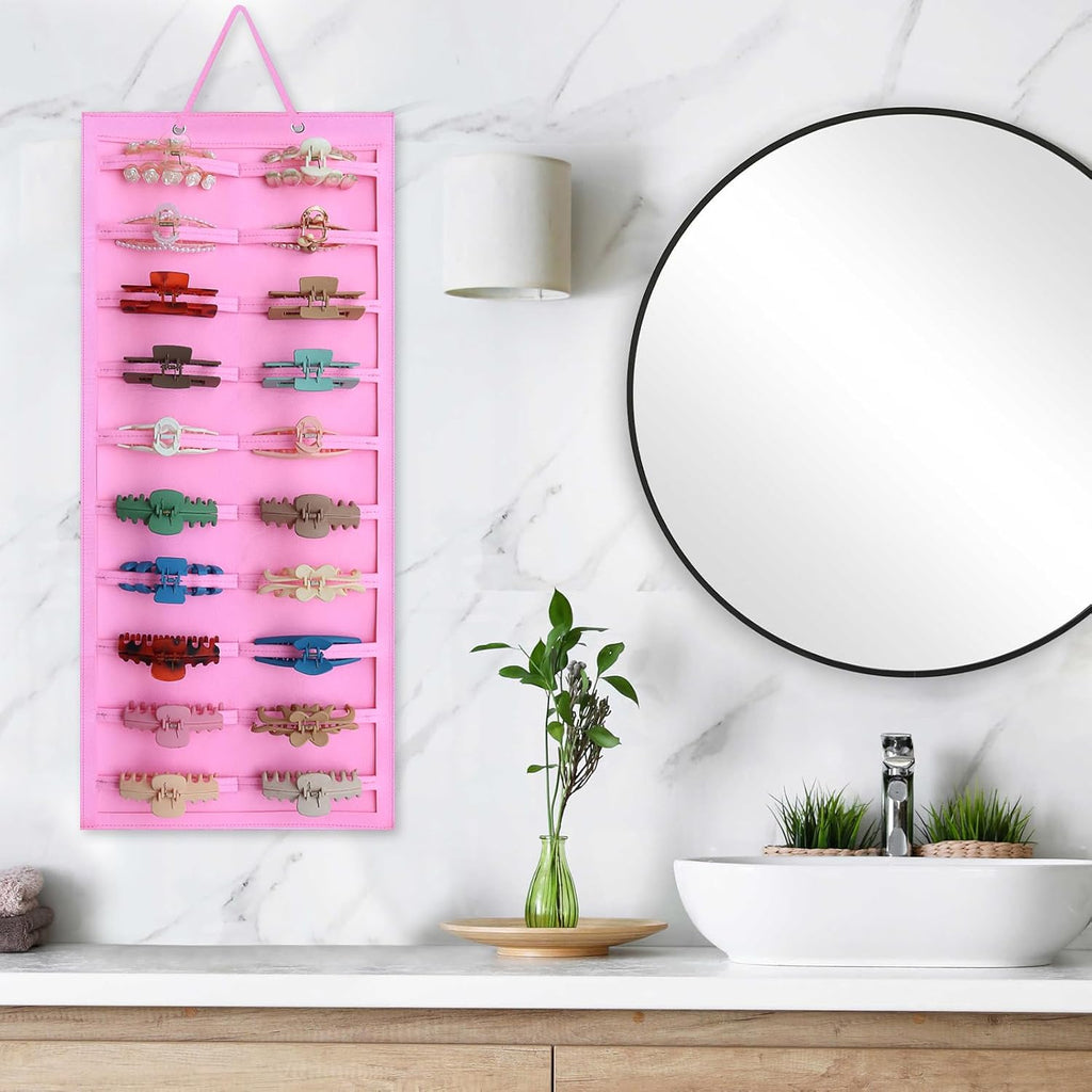 Hair Clip Organizer for Women & Girls - Hanging Mount Hair Claw Clip Holder & Stand Storage for Wall, Door, Closet