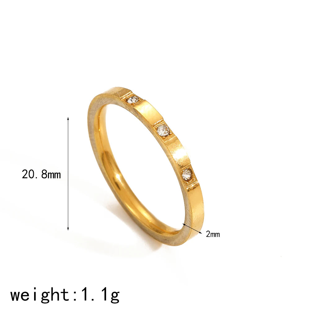 Tarnish Free Dainty Rings Stainless Steel 18K Gold Plated Knuckle Rings for Lady Waterproof Minimalist Gold Rings for Women