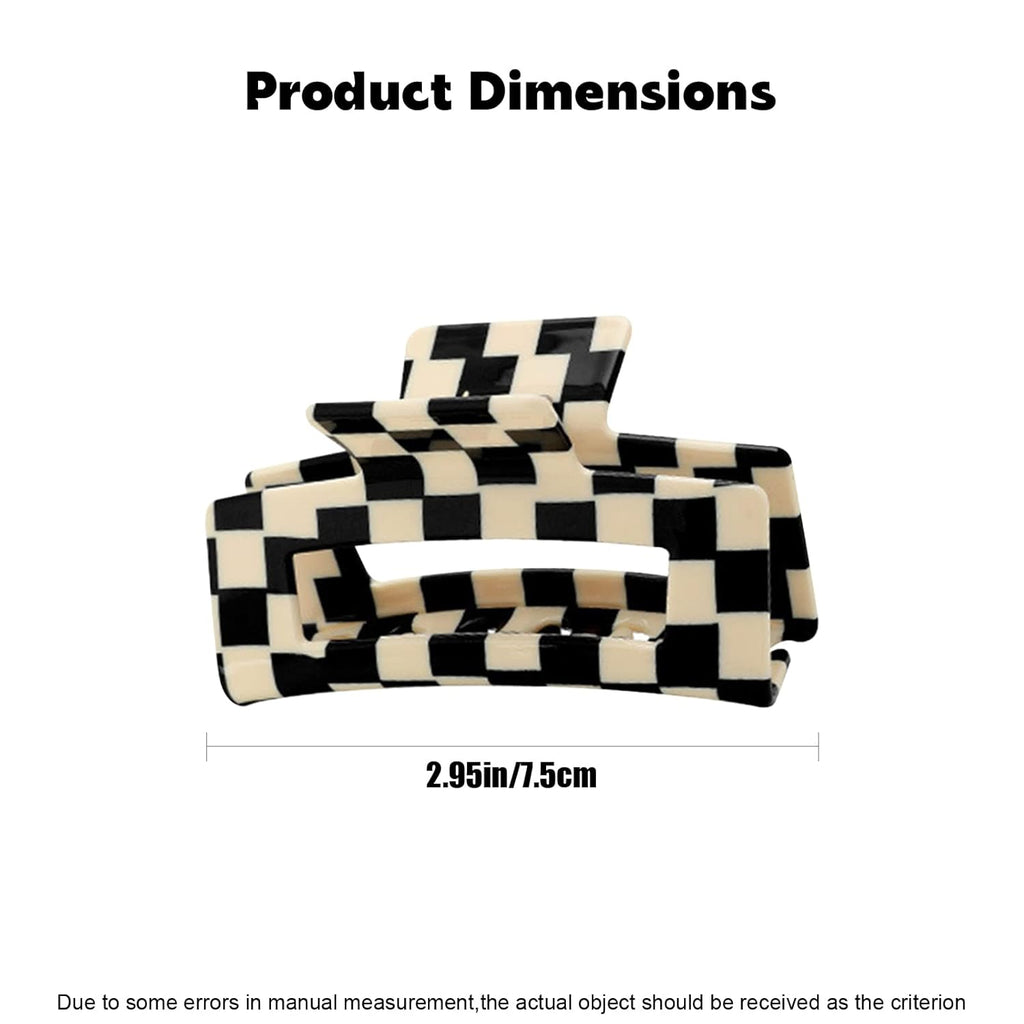 Checker Claws Tortoise Barrettes Claw Clips for Women'S Hair - Acetate Material, Classic Lattice Pattern, No-Slip Grip, Square Hair Claw Clips, Wide Occasion, Large Hair Accessories for Girls