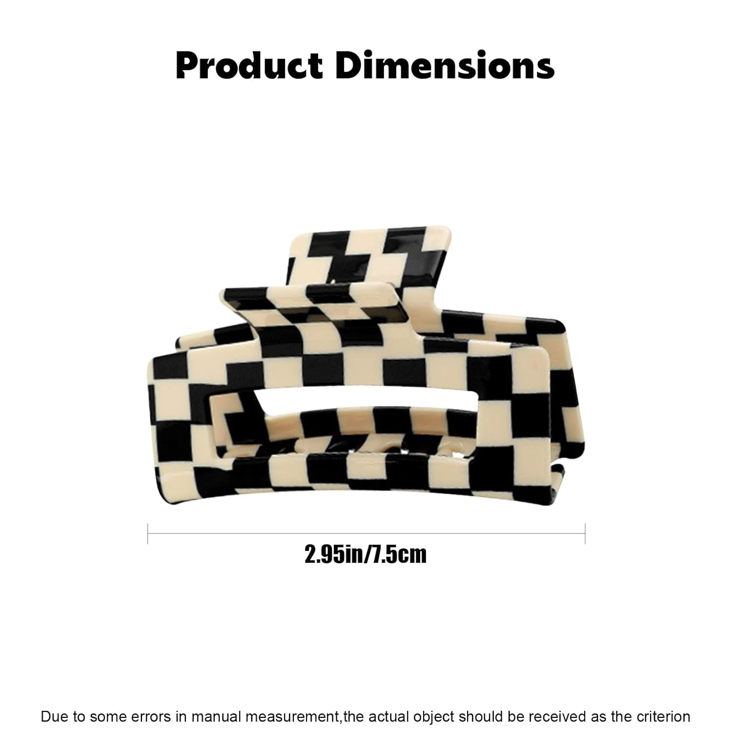 Checker Claws Tortoise Barrettes Claw Clips for Women'S Hair - Acetate Material, Classic Lattice Pattern, No-Slip Grip, Square Hair Claw Clips, Wide Occasion, Large Hair Accessories for Girls