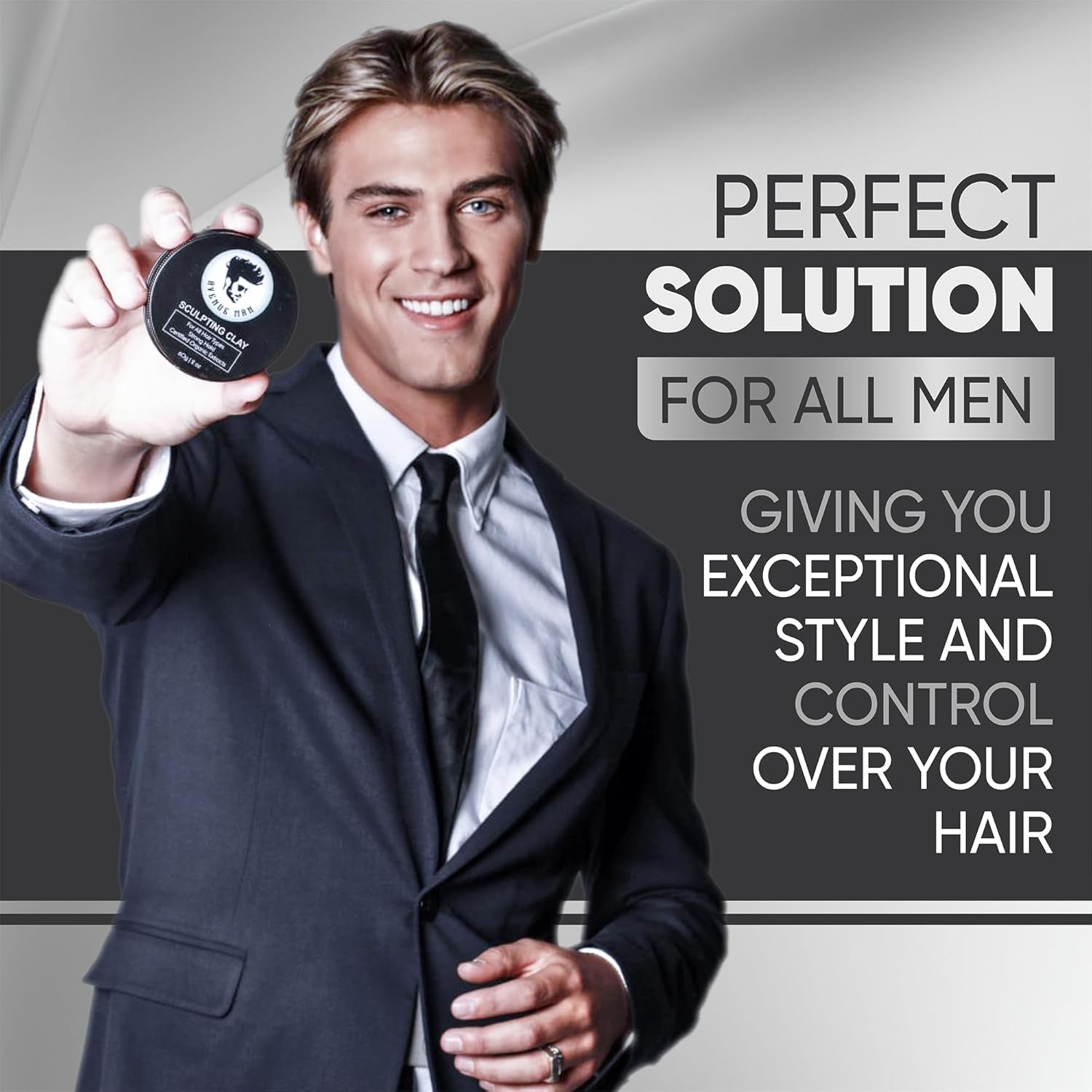 Hair Clay for Men - Matte Finish Sculpting Wax - Strong Hold, Maximum Definition and Textured Control - for All Hair Types - Infused with Beeswax, Kaolin Clay and Argan Oil - 3.0Oz/90G