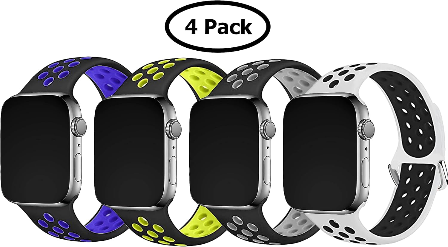 4 Pack Watch Band for 38Mm 40Mm 42Mm 44Mm Watch,Soft Sport Bands Replacement for Watch Series/6/5/4/3/2/1 Women Men