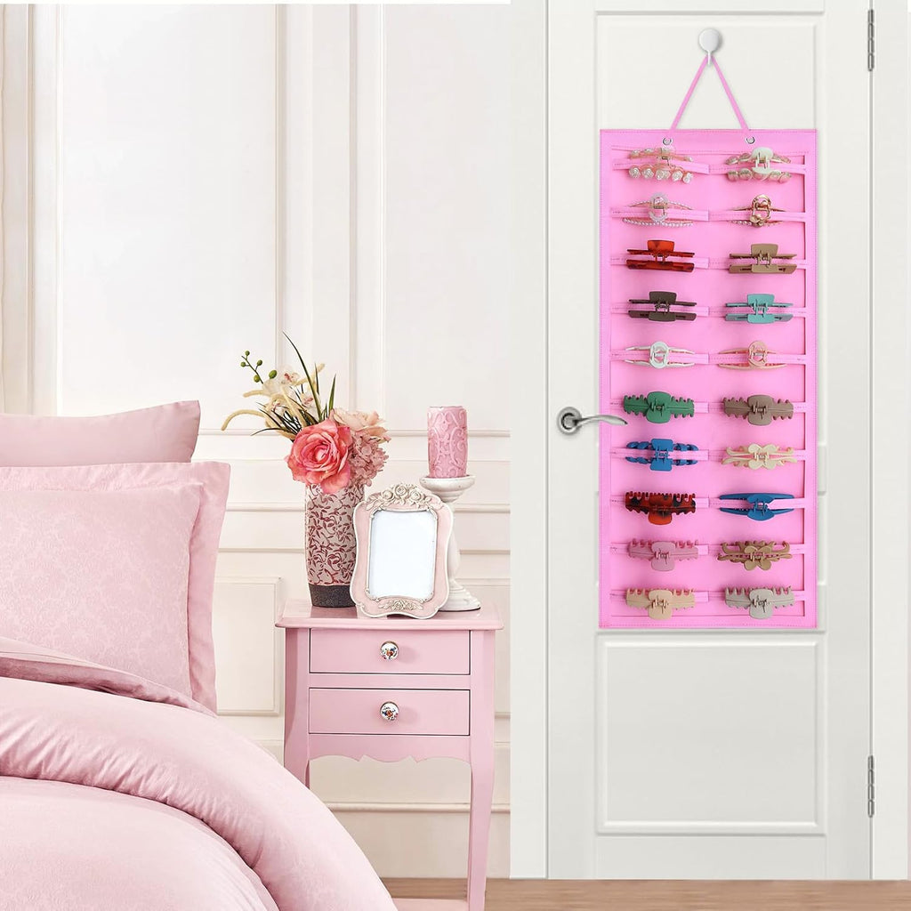 Hair Clip Organizer for Women & Girls - Hanging Mount Hair Claw Clip Holder & Stand Storage for Wall, Door, Closet