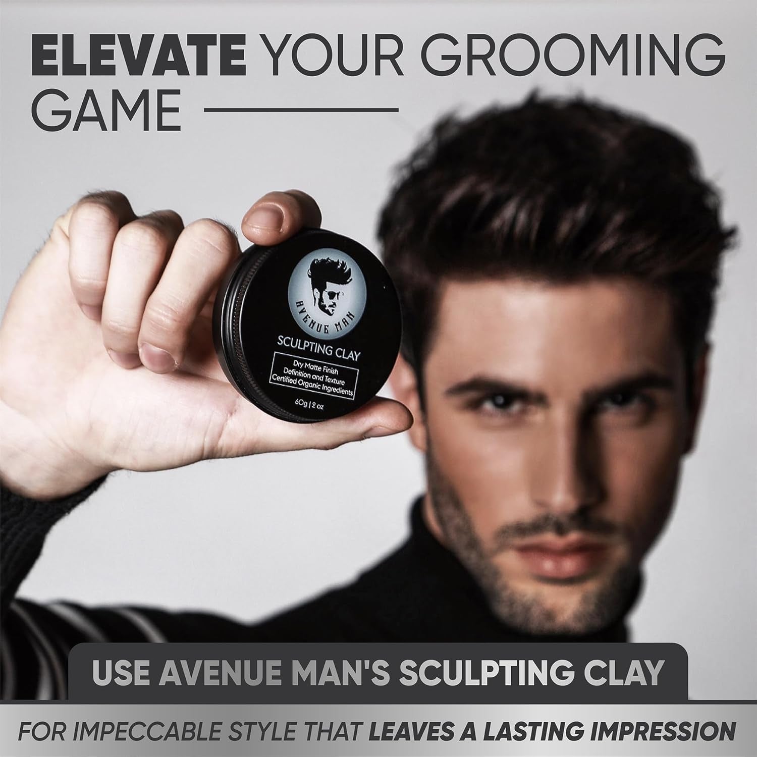 Hair Clay for Men - Matte Finish Sculpting Wax - Strong Hold, Maximum Definition and Textured Control - for All Hair Types - Infused with Beeswax, Kaolin Clay and Argan Oil - 3.0Oz/90G