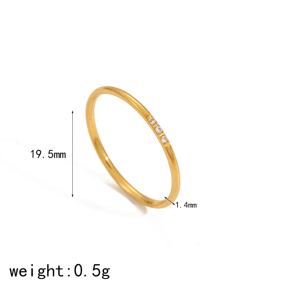 Tarnish Free Dainty Rings Stainless Steel 18K Gold Plated Knuckle Rings for Lady Waterproof Minimalist Gold Rings for Women