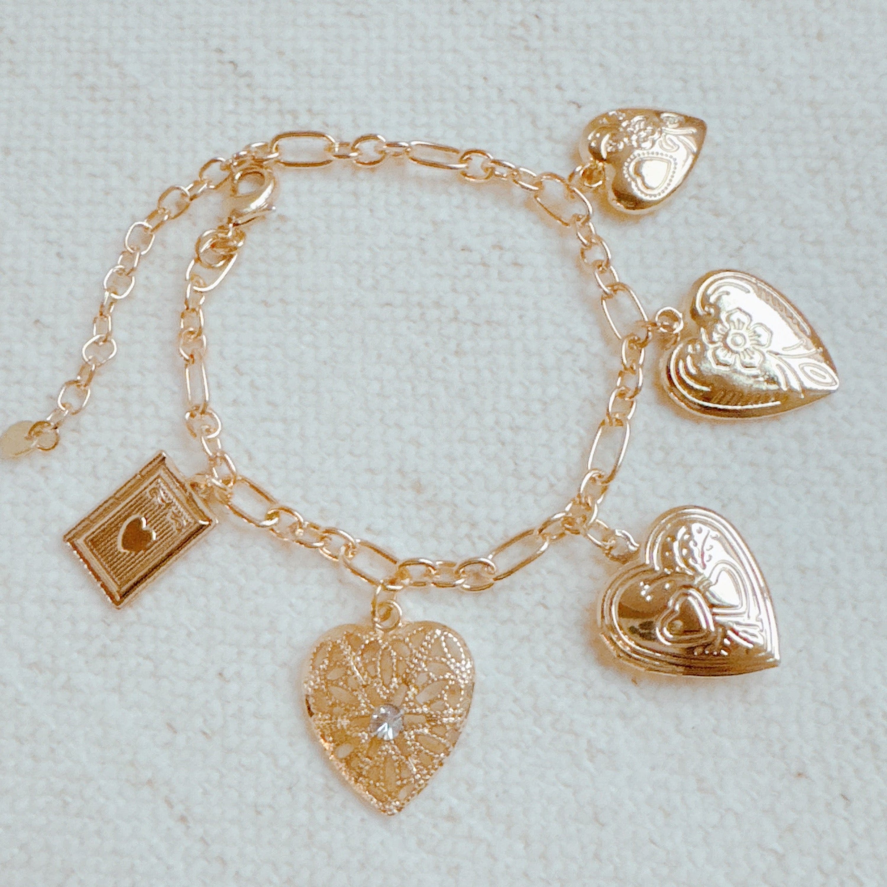 Heart Lockets Multi Charm Bracelet