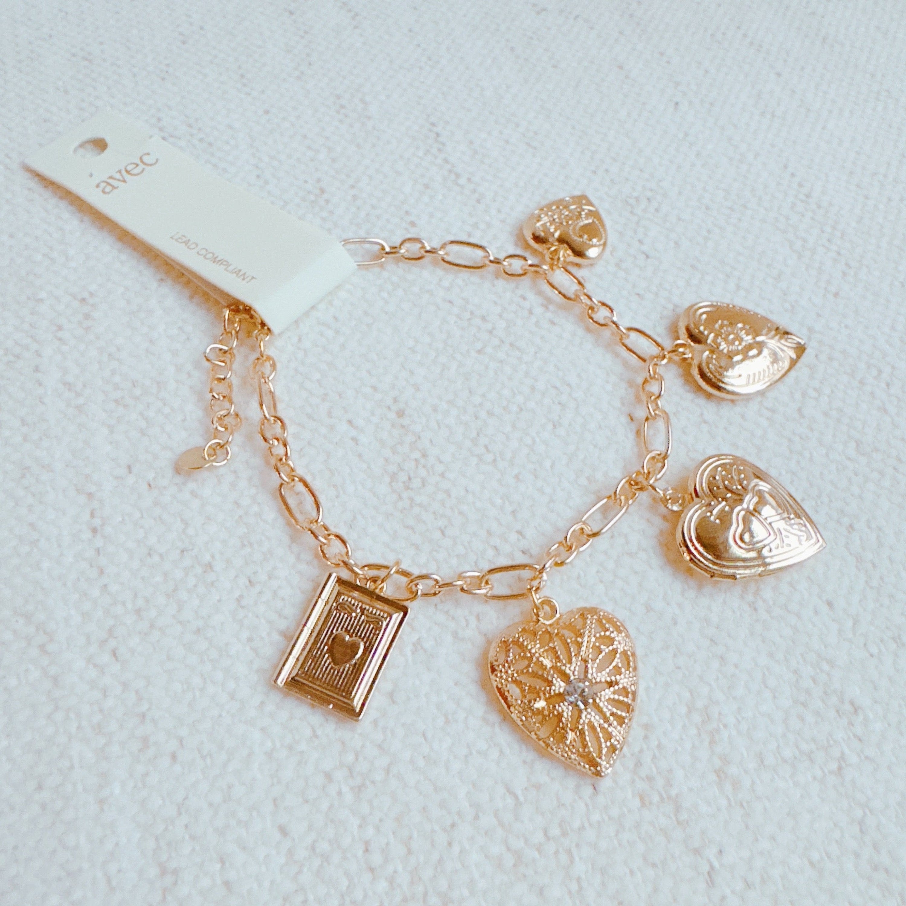Heart Lockets Multi Charm Bracelet