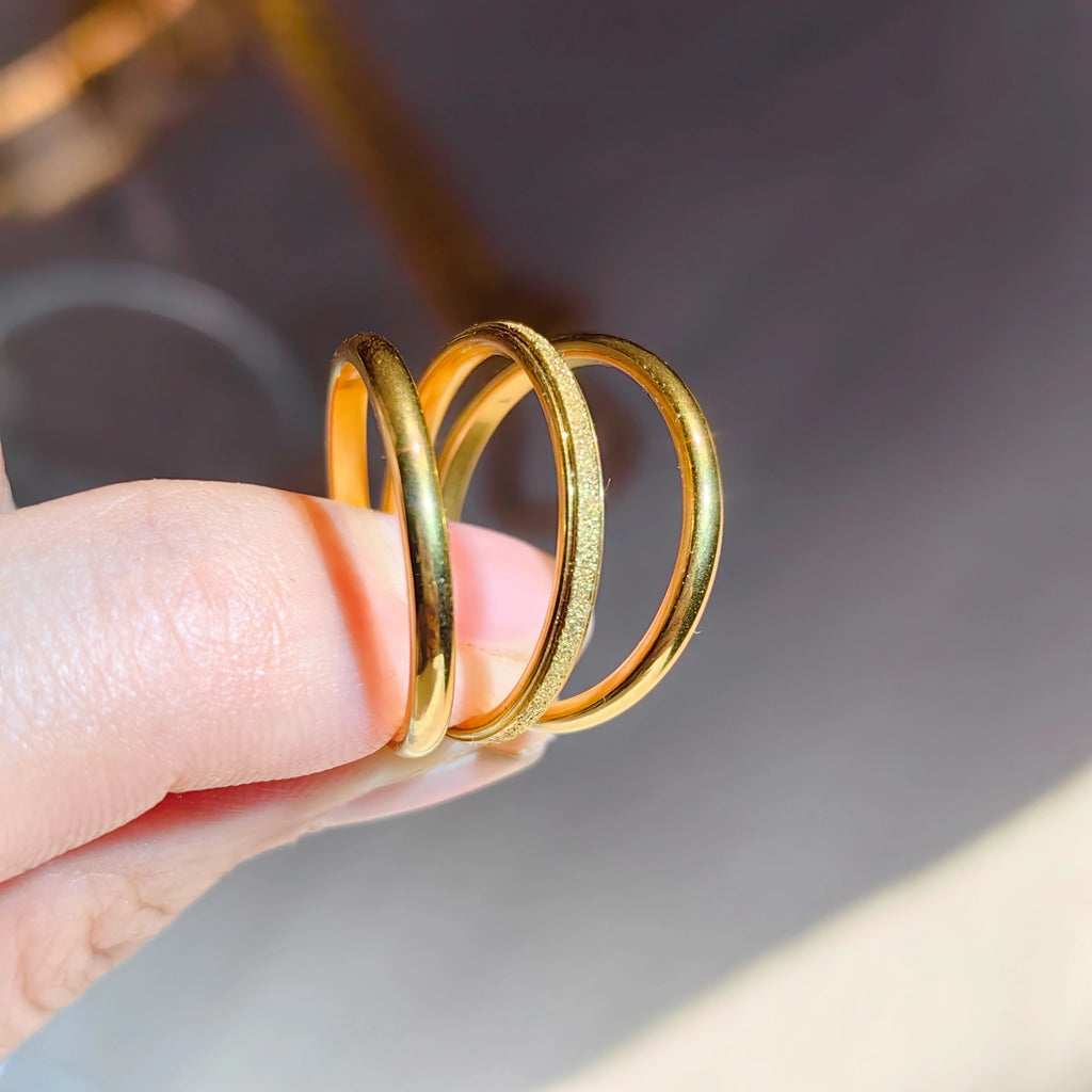 Tarnish Free Dainty Rings Stainless Steel 18K Gold Plated Knuckle Rings for Lady Waterproof Minimalist Gold Rings for Women
