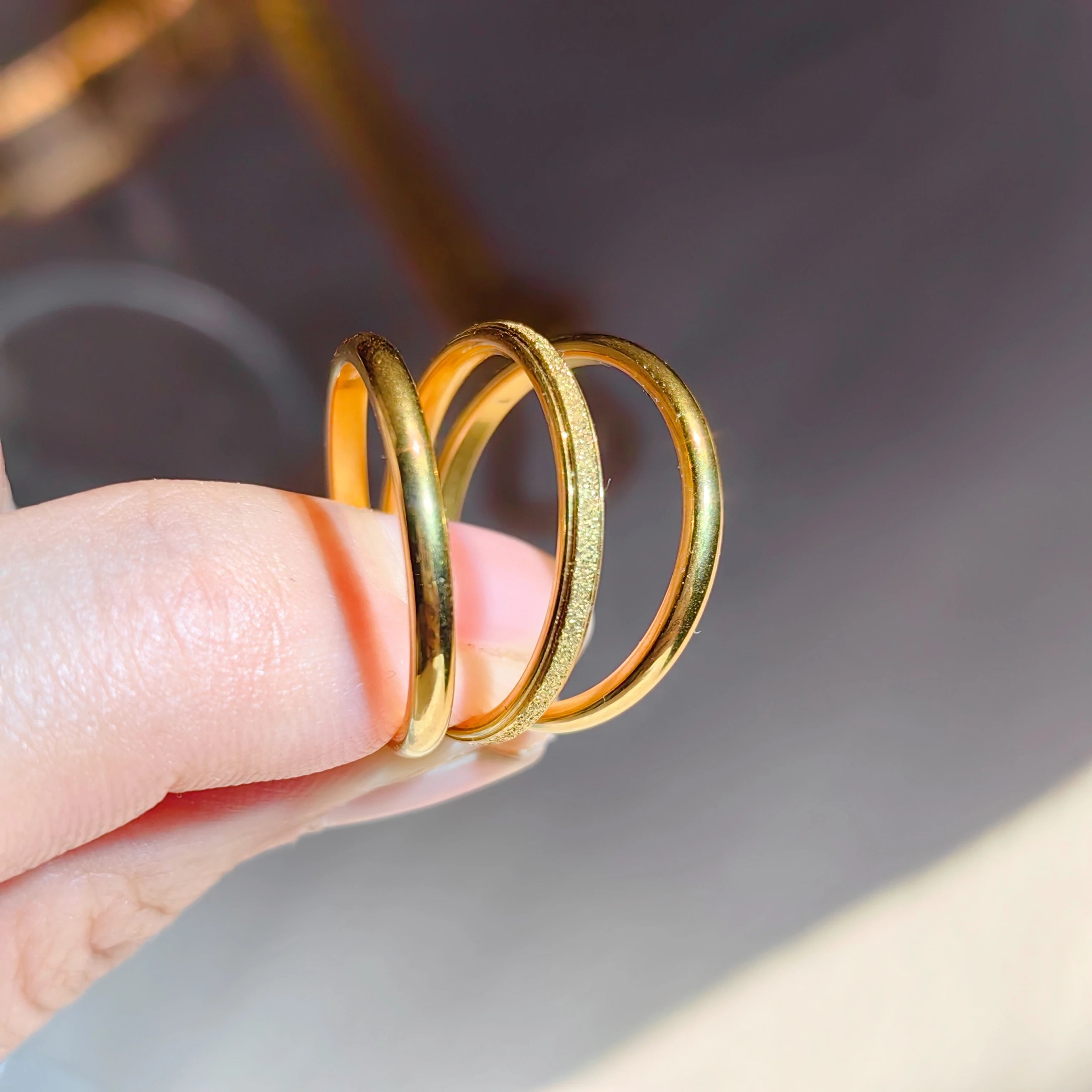 Tarnish Free Dainty Rings Stainless Steel 18K Gold Plated Knuckle Rings for Lady Waterproof Minimalist Gold Rings for Women