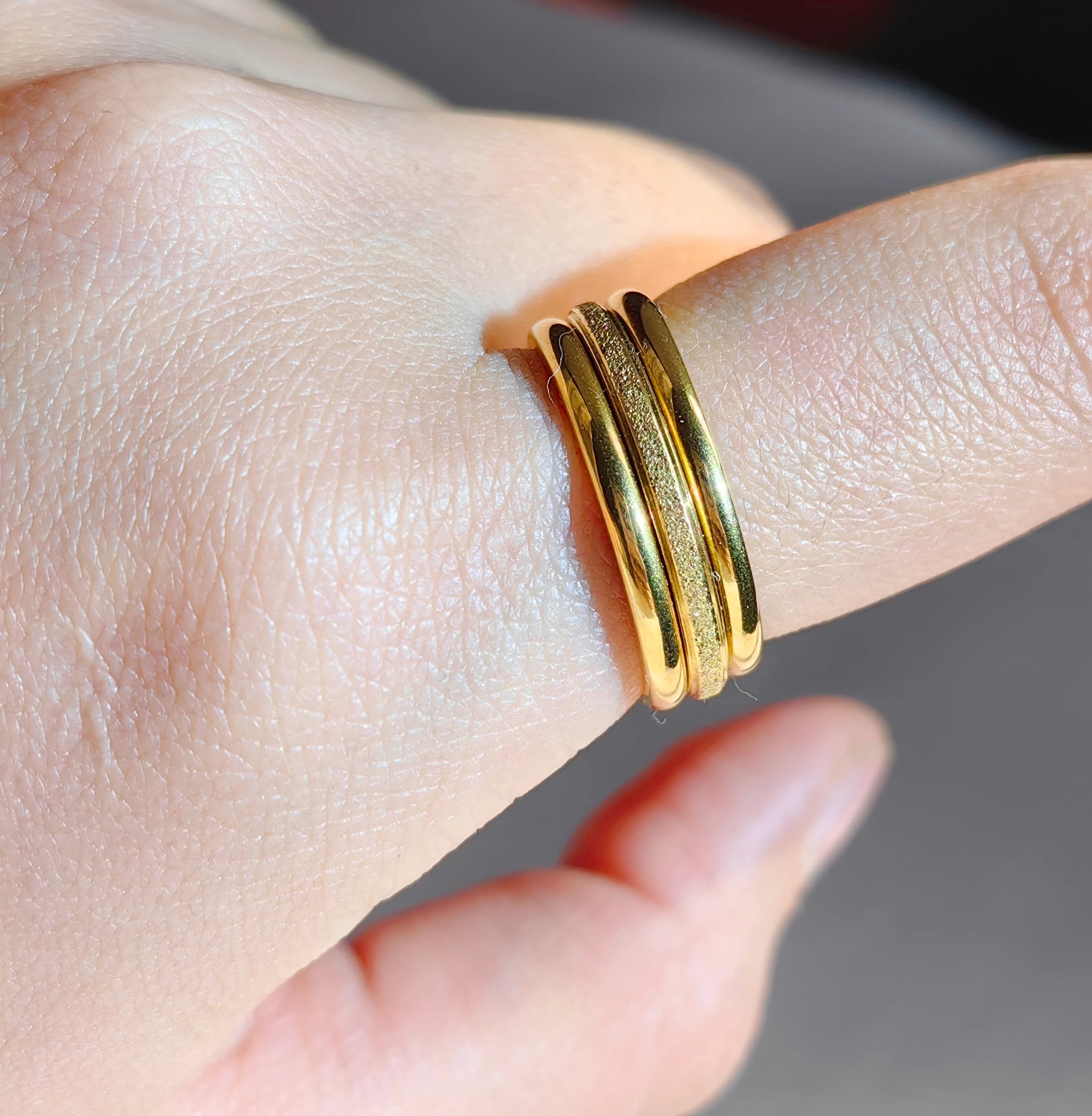 Tarnish Free Dainty Rings Stainless Steel 18K Gold Plated Knuckle Rings for Lady Waterproof Minimalist Gold Rings for Women