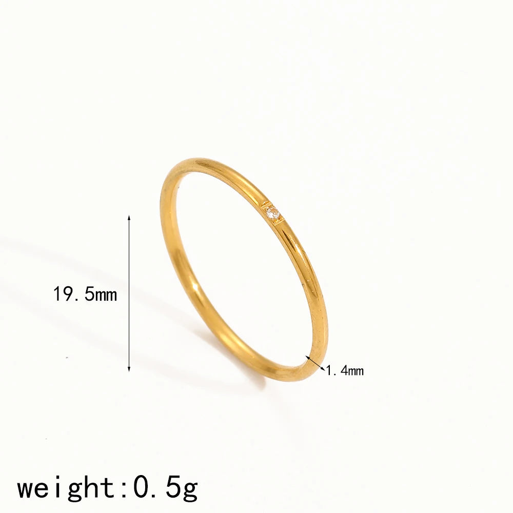 Tarnish Free Dainty Rings Stainless Steel 18K Gold Plated Knuckle Rings for Lady Waterproof Minimalist Gold Rings for Women