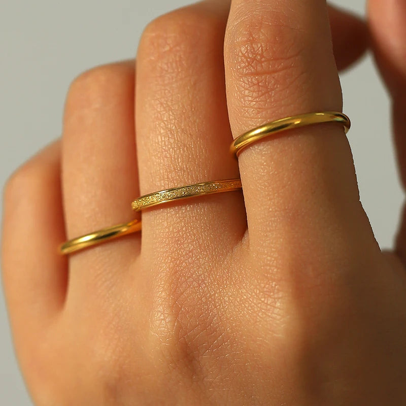 Tarnish Free Dainty Rings Stainless Steel 18K Gold Plated Knuckle Rings for Lady Waterproof Minimalist Gold Rings for Women