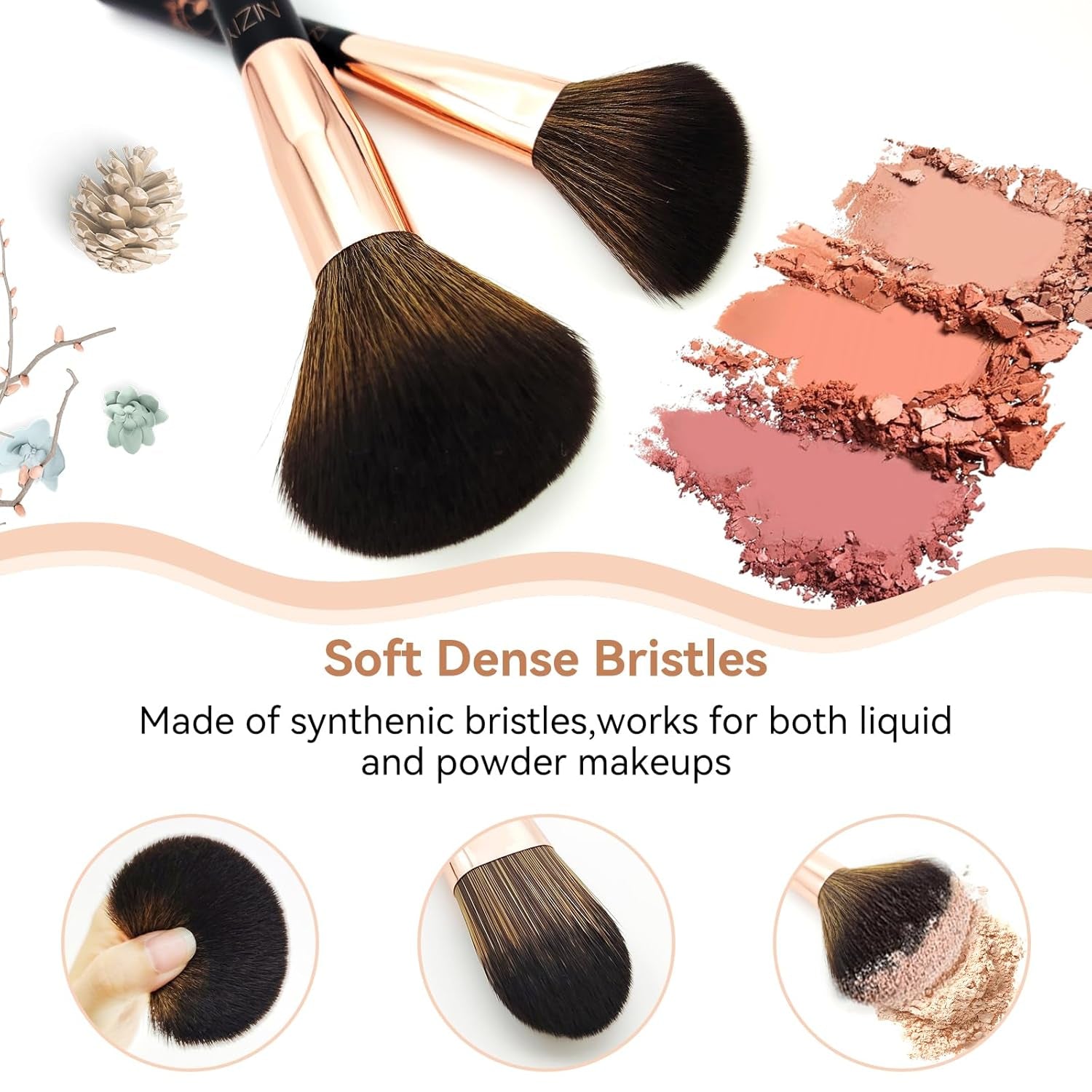 Makeup Brush Set 11Pcs with Eyelash Curler & Eyebrow Tweezers, Makeup Brushes with Eyeshadow, Foundation,Powder Puff, Highlighter, Concealer, Blusher, Powder Brush, Make up Kits for Adults
