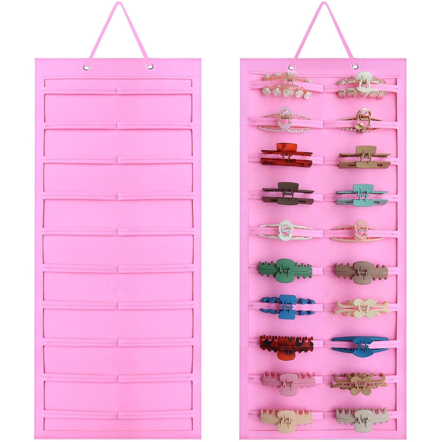Hair Clip Organizer for Women & Girls - Hanging Mount Hair Claw Clip Holder & Stand Storage for Wall, Door, Closet